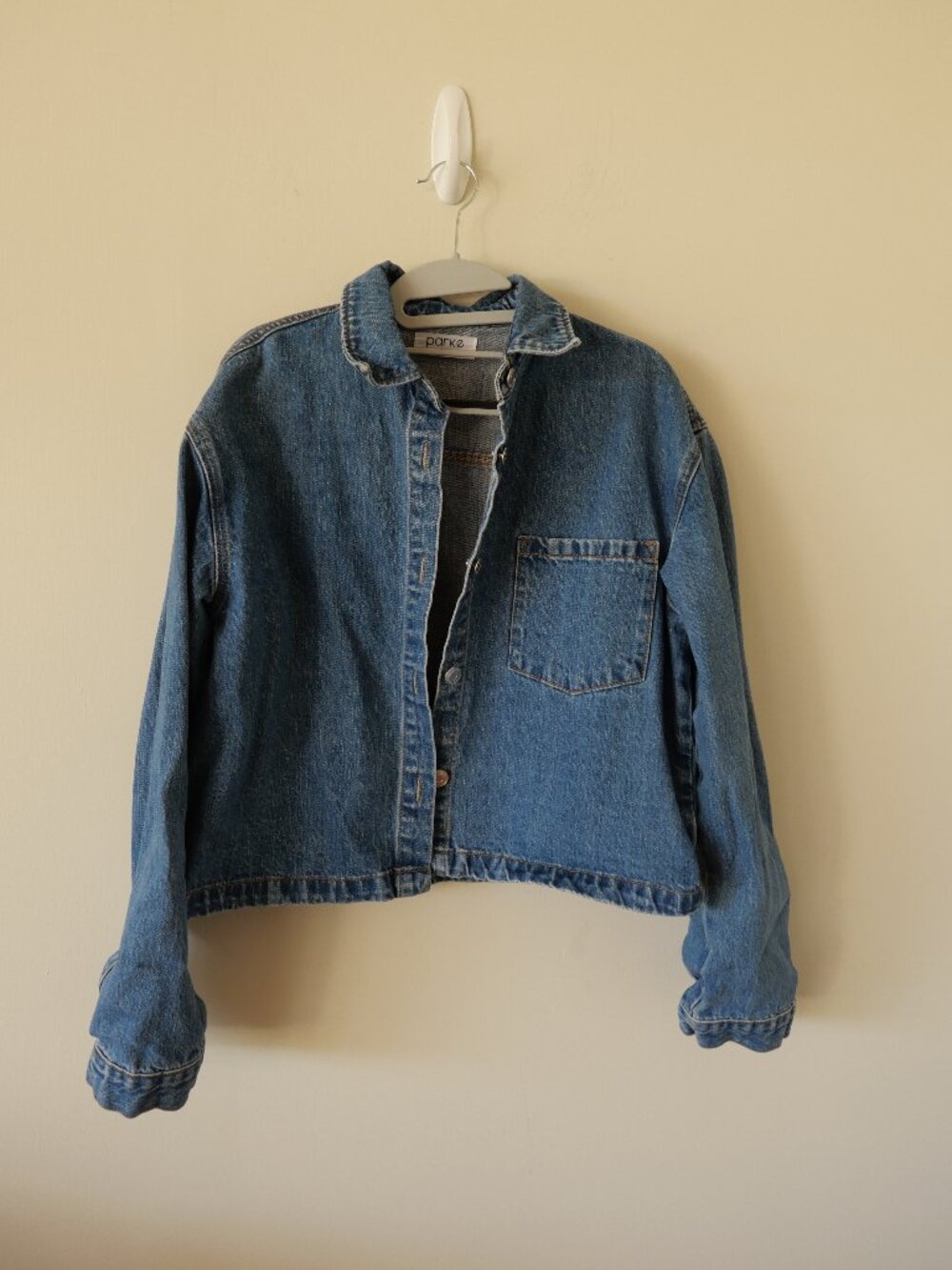 PARKE Cropped Long Sleeve Denim Shirt Size S/M